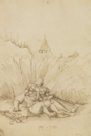 Lovers in a Hay Field by Albrecht Altdorfer Oil Painting