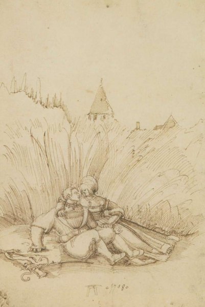 Lovers in a Hay Field by Albrecht Altdorfer - Hand-Painted Oil Painting Reproduction