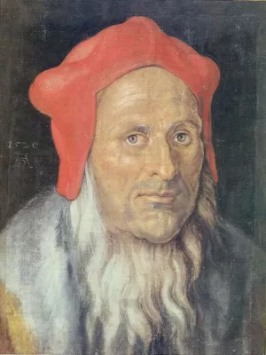 Bearded Man in a Red Cap Oil painting by Albrecht Duerer