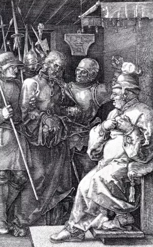 Christ Before Caiaphas Engraved Passion by Albrecht Duerer - Oil Painting Reproduction