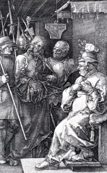 Main Product Photo of Christ Before Caiaphas Engraved Passion Painting by Albrecht Duerer