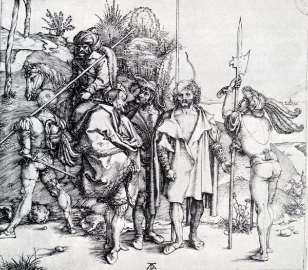 Main Product Photo of Five Lansquenets And An Oriental On Horseback Painting by Albrecht Duerer