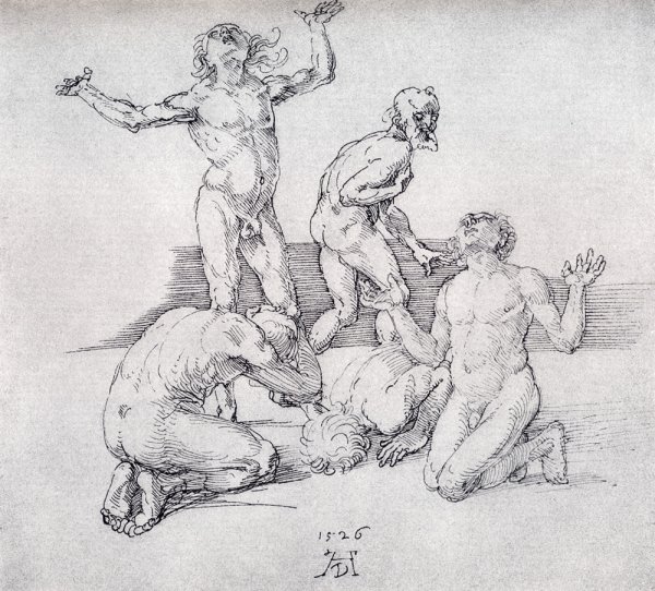 Main Product Photo of Five Male Nudes Painting by Albrecht Duerer