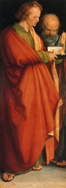 Four Holy Men left panel: St. John and St. Peter Oil painting by Albrecht Duerer