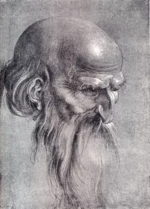 Head Of An Apostle Looking Downward by Albrecht Duerer - Oil Painting Reproduction
