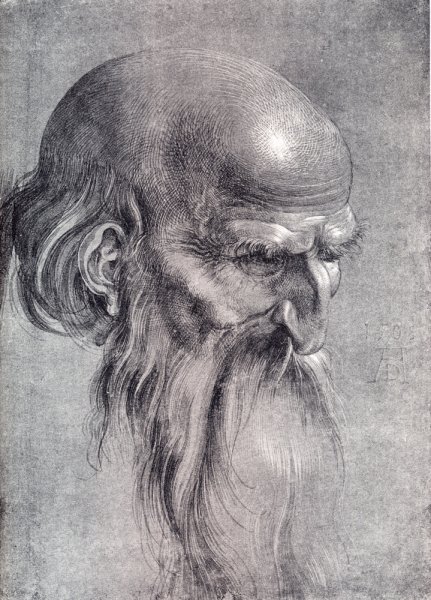Main Product Photo of Head Of An Apostle Looking Downward Painting by Albrecht Duerer