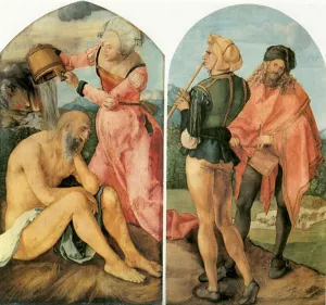 Jabach Altarpiece: Job Castigated by His Wife painting by Albrecht Duerer