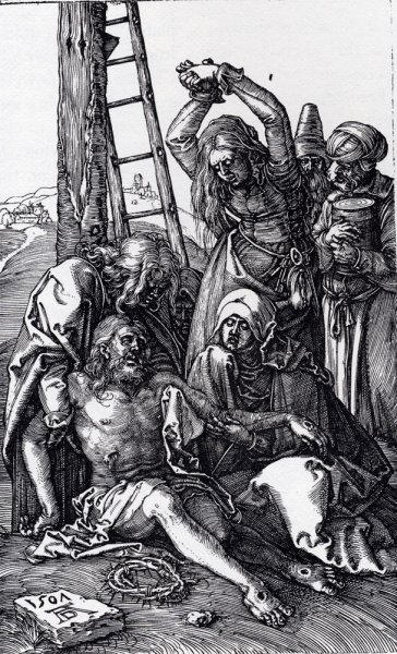 Lamentation Over Christ Engraved Passion by Albrecht Duerer - Hand-Painted Oil Painting Reproduction
