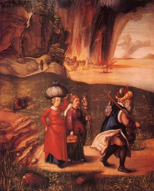 Lot Fleeing with His Daughters from Sodom