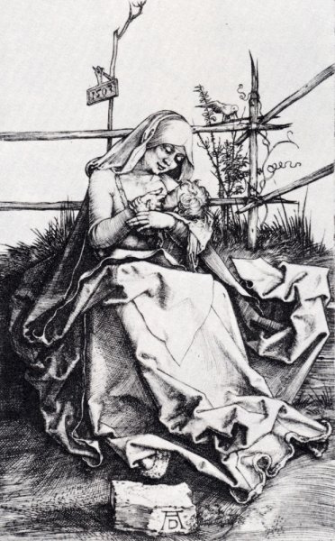 Main Product Photo of Madonna On A Grassy Bench Painting by Albrecht Duerer