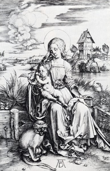 Main Product Photo of Madonna With The Monkey Painting by Albrecht Duerer