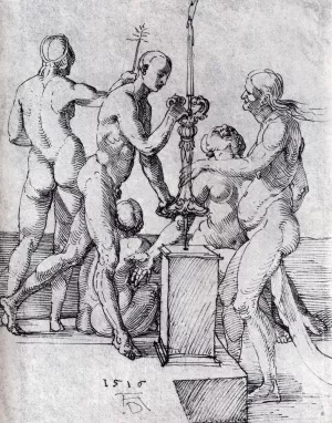Male And Female Nudes by Albrecht Duerer Oil Painting