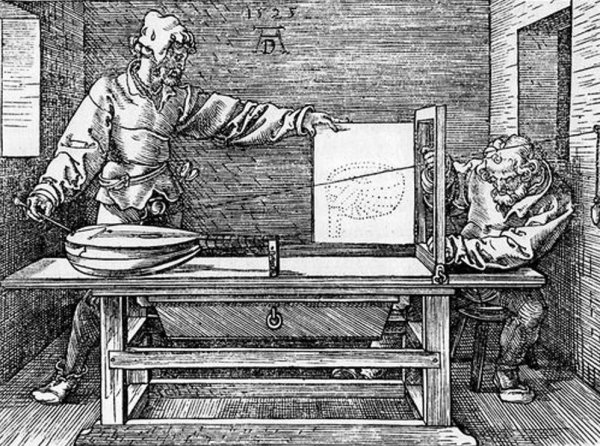 Main Product Photo of Man drawing a Lute Painting by Albrecht Duerer