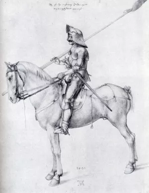 Man In Armor On Horseback by Albrecht Duerer Oil Painting