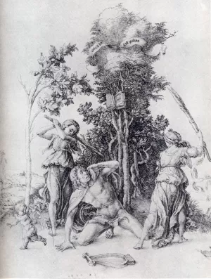 Orpheus Slain By Bacchantes, With A Boy Running Away by Albrecht Duerer - Oil Painting Reproduction