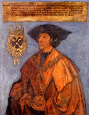 Portrait of Emperor Maximilian I by Albrecht Duerer Oil Painting
