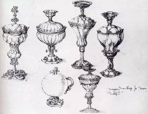 Six Goblets by Albrecht Duerer Oil Painting