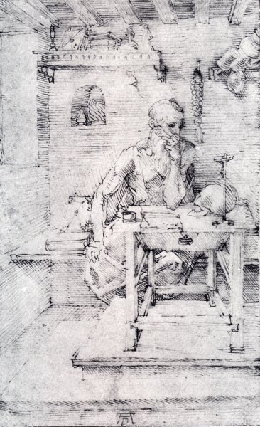 St. Jerome In His Study (Without Cardinal's Robes) by Albrecht Duerer - Hand-Painted Oil Painting Reproduction