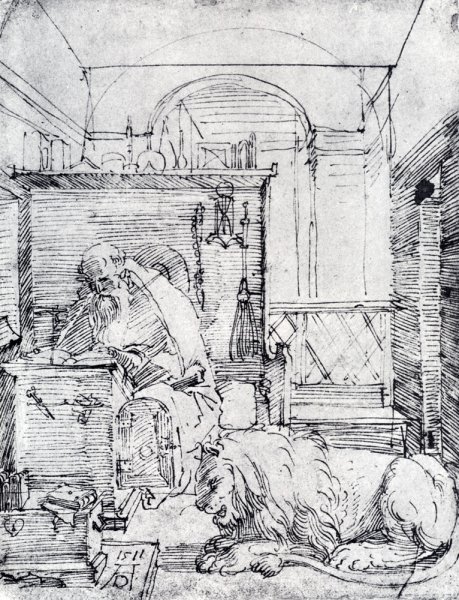 St. Jerome In His Study by Albrecht Duerer - Hand-Painted Oil Painting Reproduction