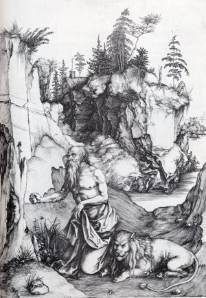 St. Jerome Penitent in The Wilderness Oil painting by Albrecht Duerer