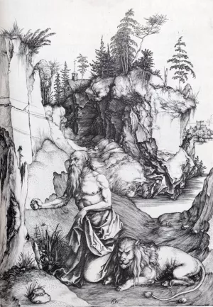 St. Jerome Penitent in The Wilderness Oil painting by Albrecht Duerer