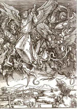 St Michael Fighting the Dragon by Albrecht Duerer Oil Painting