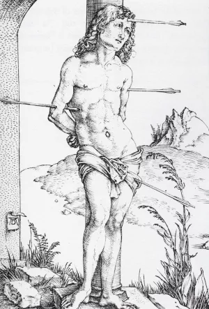 St Sebastian At The Column - First State by Albrecht Duerer Oil Painting