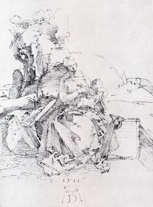 The Madonna and Child on a Grassy Bank Oil painting by Albrecht Duerer