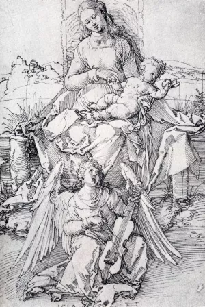 The Madonna and Child with a Music-Making Angel Oil painting by Albrecht Duerer