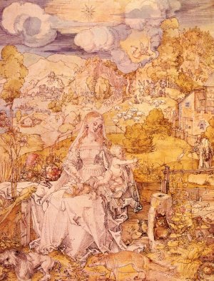 The Virgin Among a Multitute of Animals Oil painting by Albrecht Duerer