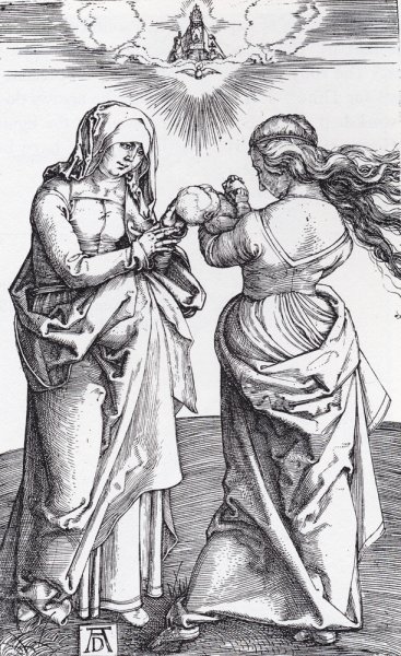 Main Product Photo of The virgin with the Infant Christ and St. Anne Painting by Albrecht Duerer