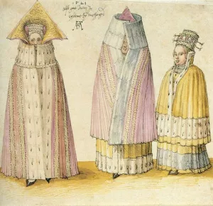 Three Mighty Ladies from Livonia painting by Albrecht Duerer