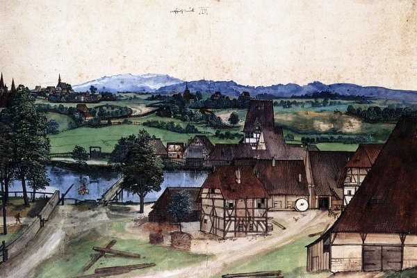 Wire Drawing Mill by Albrecht Duerer - Hand-Painted Oil Painting Reproduction