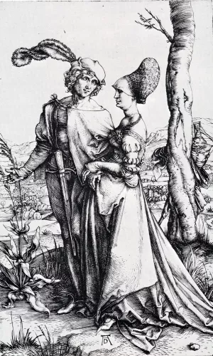 Young Couple Threatened By Death Oil painting by Albrecht Duerer
