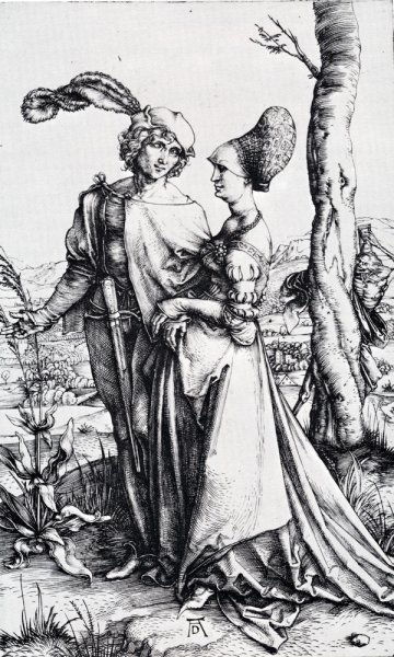 Main Product Photo of Young Couple Threatened By Death Painting by Albrecht Duerer