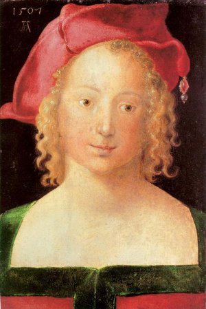 Young Woman with a Red Beret Oil painting by Albrecht Duerer