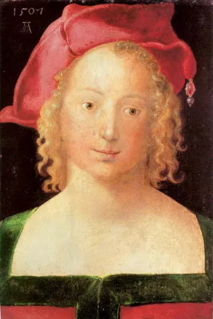 Young Woman with a Red Beret Oil painting by Albrecht Duerer