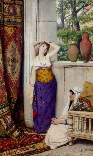 Contemplation In The Harem by Albrecht Frans Lieven Vriendt Oil Painting
