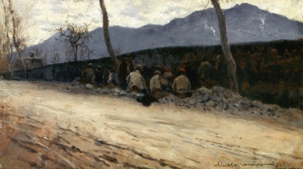 Gli Spaccatori di Pietre by Alceste Campriani - Hand-Painted Oil Painting Reproduction