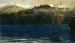 Herons Along the Amalfi Coast by Alceste Campriani - Oil Painting Reproduction