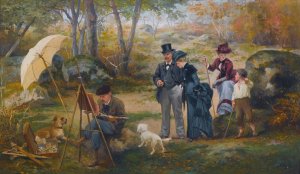 Le Peintre De Plein Air Dans La Foret De Fontainebleau by Alcide Robaudi Oil Painting