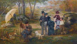 Le Peintre De Plein Air Dans La Foret De Fontainebleau by Alcide Robaudi Oil Painting