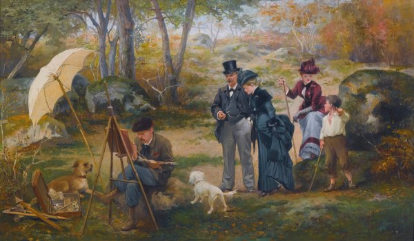 Le Peintre De Plein Air Dans La Foret De Fontainebleau by Alcide Robaudi - Hand-Painted Oil Painting Reproduction