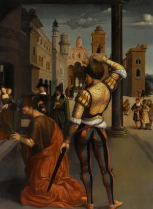 The Decapitation of Saint John Oil painting by Alejo Fernandez