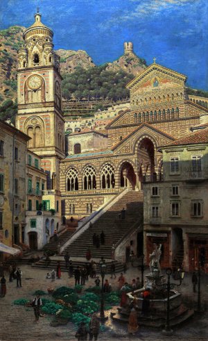 Amalfi Cathedral by Aleksander Gierymski Oil Painting