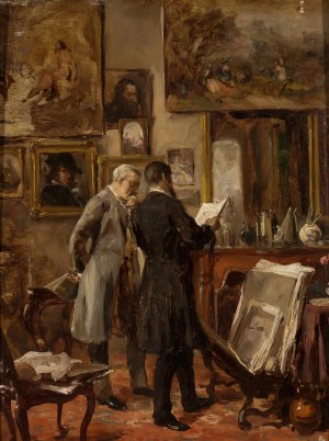 In the painter's studio by Aleksander Gierymski Oil Painting