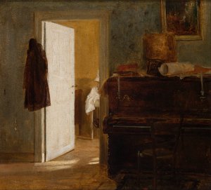 Interior of the Gierymskis' Flat in Munich by Aleksander Gierymski Oil Painting