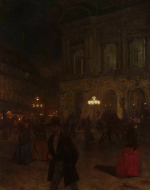 Paris Opera at night by Aleksander Gierymski Oil Painting