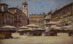 Piazza delle Erbe in Verona by Aleksander Gierymski Oil Painting