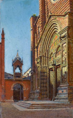 Portal of the church of St. Anastasia in Verona by Aleksander Gierymski Oil Painting